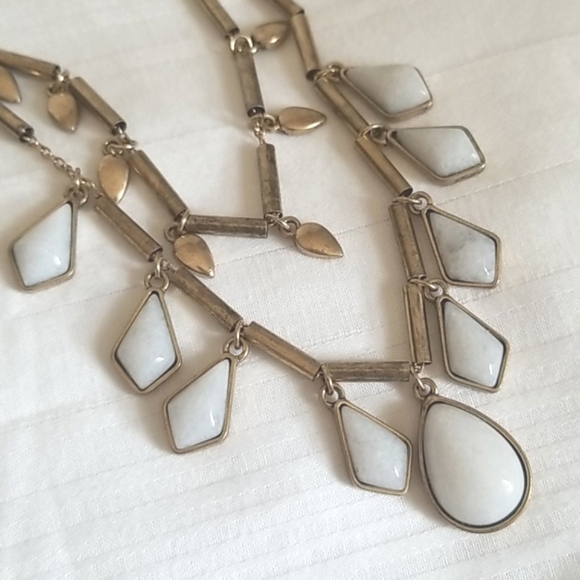 Vintage D Gold Genuine White Quartz Stone Necklace - Picture 5 of 5